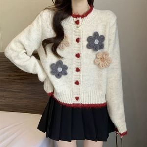 Cárdigan de punto con cuentas y flores de talla libre y manga larga con cuello redondo para mujer, novedad de Primavera al por mayor - Product Image 2