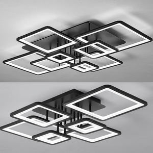 Lámpara de techo de acrílico LED cuadrada regulable negra montada en superficie de diseño moderno para dormitorio - Product Image 5