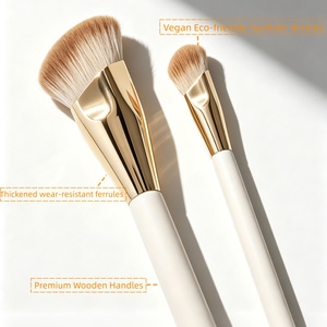 Pinceau Fond de Teint Personnalisé avec Logo (Lot de 2) – Pinceau Anglé pour Contour et Estompage, Petit Pinceau Correcteur pour Maquillage Liquide, Crème et Poudre - Product Image 2