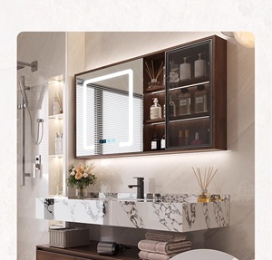 Wall Mounted Sink Cabinet With Double Layer Mute <b>Drawers</b> Bathroom Mirror Light Cabinet Furniture Vanity Bathroom Cabinet - Product Image 6