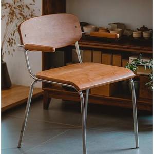 Sillón Colgante de Madera de Cerezo, Silla de Comedor con Respaldo de Acero Inoxidable y Madera Maciza para Adultos - Product Image 2