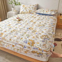 Protège-matelas matelassé imprimé en bambou 100% tricoté, imperméable, respirant, anti-acariens, lavable en machine, vente en gros