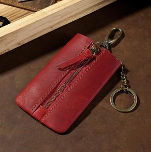 Étui à clés de voiture en cuir véritable de style rétro Crazy Horse de haute qualité, porte-clés portable unisexe - Product Image 4