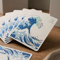 Cartes à Jouer Artistiques Ukiyo-e avec Logo Personnalisé, Jeu Holographique Arc-en-ciel, Dorure à Chaud, Taille Personnalisable, Boîte Cadeau en Papier Lin pour Boutiques de Musées