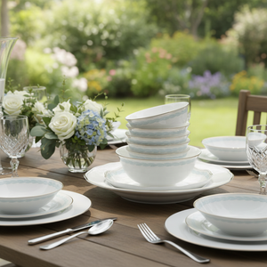 Luxury 50-Piece Eco-Friendly Bone China <b>Dinnerware</b> Set European Style Scenic Pattern Camping Use Dishwasher & Microwave Safe - Product Image 4