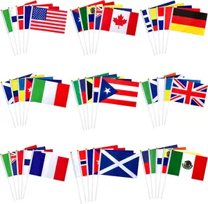 6月14日国旗小手工制作国旗刺绣塑料杆20 * 30厘米马达加斯加阿根廷手工国旗
