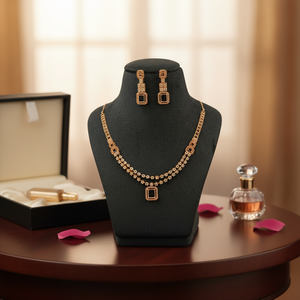 Elegante collar de diamantes de oro de 14 quilates de doble tono con montaje de diseño Ghat Premium - Product Image 3