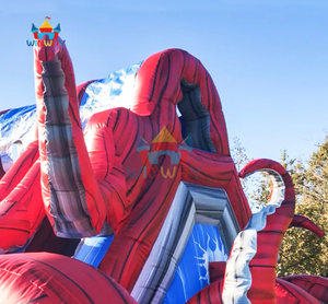 Jeux de carnaval, parcours d'obstacles gonflable en PVC commercial, toboggan, fosse à balles de couleur marbre, château gonflable à vendre - Product Image 5