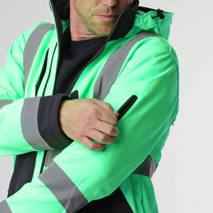 Chaqueta de seguridad de poliéster con flash LED impermeable reflectante de alta visibilidad ANSI Clase 1 para hombres de alta calidad para trabajos de construcción de invierno - Product Image 3