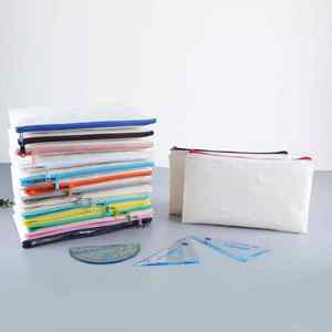Trousse à crayons décontractée en toile pliable avec fermeture éclair 21*13 cm pour étudiants et femmes, rangement cosmétique, design vierge personnalisable - Product Image 3