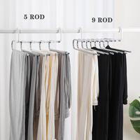 Vente chaude 5 tube pliant pantalon organiser support multifonctionnel pantalon rack stockage cintre gain de place cintre Jeans rack