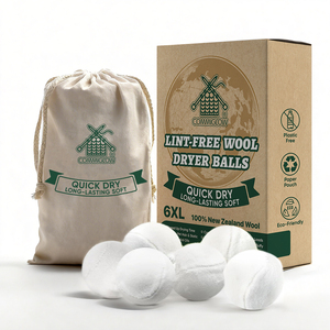 1000個以上使用可能 6XLパック 糸くずの出ないプレミアム天然繊維で覆われたウール乾燥ボール 乾燥時間と静電気を軽減 - Product Image 1