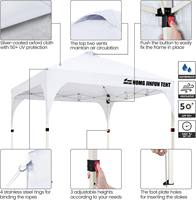 Tente Pop-Up 10x10 avec Ventilation, Installation Facile, Abri Solaire Instantané, Portable, pour Événements Commerciaux, Fêtes, Plage, Camping en Plein Air