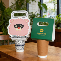 Supports de tasses en carton kraft blanc personnalisés pour 2 tasses, à emporter, pour café, thé au lait, etc.