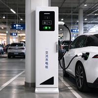 Borne de recharge AC, chargeur de véhicule électrique à une seule prise avec écran tactile et lecteur de carte, Type 2, utilisation en extérieur sur parking