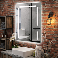 Miroir de salle de bain rectangulaire anti-buée à LED, cadre en aluminium écologique, trois couleurs réglables, interrupteur tactile, design moderne