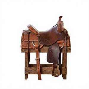 Sillín de Carreras de Cuero Genuino Occidental con Estructura de Madera y Herrajes SUS304, Color Marrón, Juego Completo, Estilo Inglés, Sostenible, con Caja para Sillín de Caballo - Product Image 3