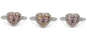 Certificat de diamant rose classique en forme de cœur, 18 carats, or blanc massif, deux tons, sertissage pavé, solitaire, mariage, fiançailles, anniversaire - Product Image 4