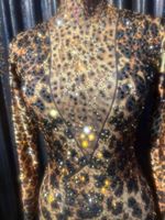 Combinaisons léopard pour femmes Spectacle Vegas Gogo Dancer Cosplay Costume Drag Queen Outfit Stretch Spandex Sexy Singer Stage Wear
