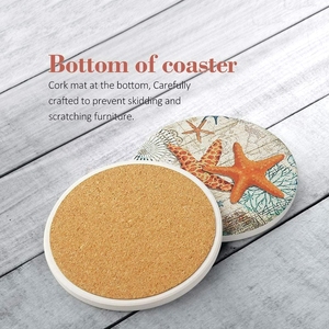 Sous-verres en céramique absorbants très demandés, 4 pouces de diamètre, ronds, absorbant l'eau, séchage rapide, tortue de mer, océan - Product Image 2