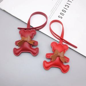 Fashion Cartoon <b>Bear</b> Bow Leather Keychain Bag Pendants <b>Cute</b> <b>Bear</b> PU Leather Keychain Purse Charm Decor Keyring - Product Image 4