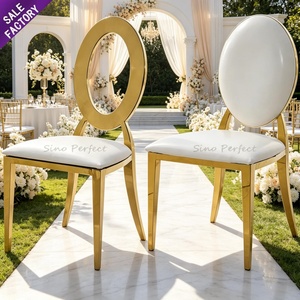 Silla de Comedor para Bodas en Interiores y Exteriores con Marco Dorado, Silla de Acero Inoxidable para Banquetes y Alquiler para Fiestas, Venta al Por Mayor de Fábrica - Product Image 1