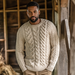 <span class=keywords><strong>Cardigan</strong></span> in Lana 100% a Maglia Intrecciata Traspirante Antirughe Antirestringimento Caldo Maglione Invernale con Logo Frontale - Product Image 2