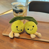 Porte-clés en peluche olive mignon, jouet en peluche fruit de dessin animé, breloque de sac, pendentif olive verte douce, vente en gros