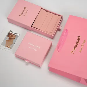 Прямая Продажа с фабрики, тёмно-розовая коробка для упаковки ювелирных изделий, выдвижная Подарочная коробка с логотипом, картонные коробки для сережек