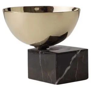 Stone Supply Customized OEM Design Natural Marble Stone Bowl Metal & Black Marble Mini Bowl