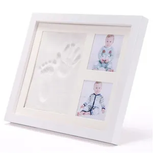 baby footprint frame and handprints wooden photo frame set DIY Souvenir Baby Keepsake Shower Gifts Baby Nursery Decor