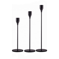 Tempat Lilin Candelabra Emas Berkilau untuk Dekorasi Meja Pernikahan, Set Tempat Lilin Logam Hitam Perak Tangkai Panjang
