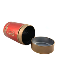 Boîte en métal ronde rouge de qualité alimentaire 99*160mm pour l'emballage de biscuits, de thé et de bonbons avec logo personnalisé et design Matcha