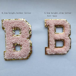 Lettres de l'alphabet multicolores 26 lettres, autocollantes, paillettes, chenille, broderie, patchs en forme de lettres, patchs en chenille - Product Image 2