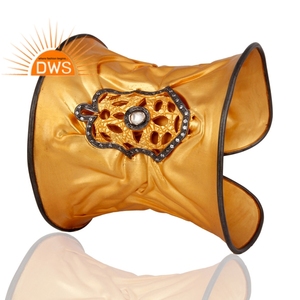 กำไลข้อมือคริสตัลลายจุดกำไลข้อมือแบบกว้างของ Karat สร้อยข้อมือชุบทองอินเดีย925อินเทรนด์กำไลข้อมือของผู้หญิง - Product Image 2