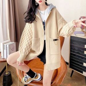 2023 Outono Venda Quente Mais Barato Mulheres Manga Longa Cores Contrastantes Sólidas Com Capuz Mulheres <span class=keywords><strong>Cardigan</strong></span> - Product Image 5