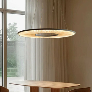 Japanese Style Round Pendant <b>Light</b> Led Anti Glare Chandelier For <b>Dining</b> Room - Product Image 2