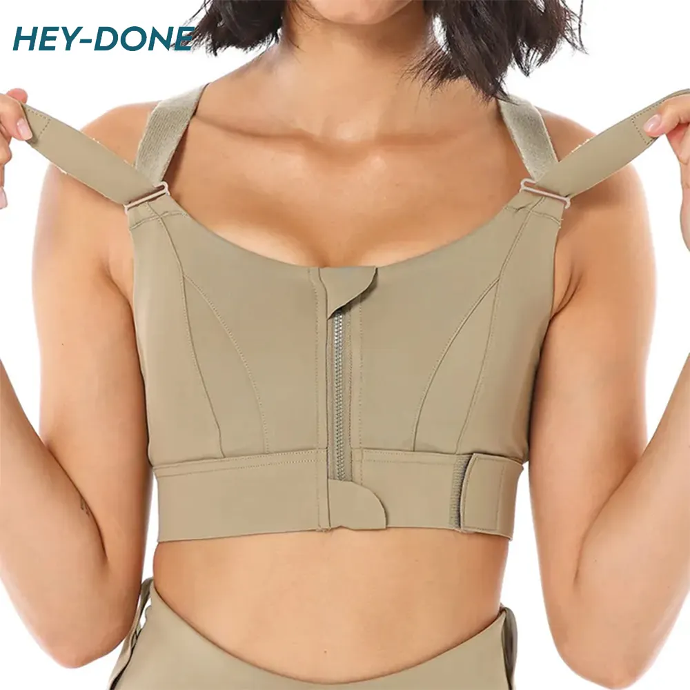Heydone Gym Fitness Adjustable Yoga Zip Up Sports Bra Female Running Trending Tank Top For Women Front Zipper Women Gym Wear Bra