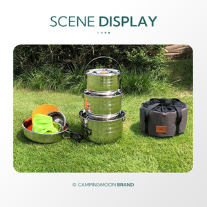 Thép không gỉ ngoài trời cắm trại nấu ăn nồi và chảo <span class=keywords><strong>Cookware</strong></span> Set cắm trại bếp nồi Set cho ngoài trời - Product Image 6