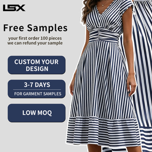 Женское летнее повседневное хлопковое платье макси в полоску без рукавов на бретельках с оборками в стиле бохо - Product Image 1