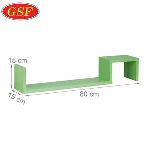 Étagère <span class=keywords><strong>murale</strong></span> flottante verte en Mdf en forme de S, présentoir rustique marron, étagère <span class=keywords><strong>murale</strong></span> de rangement, étagère en bois - Product Image 2