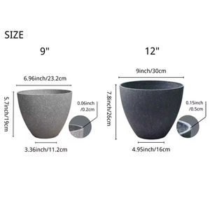 Pots de plantes en plastique imitation pierre écologiques avec revêtement en poudre résistant aux intempéries, jardinières et pots d'intérieur avec trous de drainage - Product Image 3