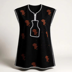 Robe longue en lin brodée à la main, respirante, style bohème, avec fentes latérales - Product Image 1