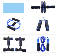 Kit de fitness de gymnastique à domicile 7-en-1 pour roues à rouleaux AB et ensembles de 7 pièces comprenant une corde à sauter pince à main genouillère barre de poussée rouleau de roue
