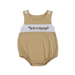 RTS Print He Is Risen Pelele para Bebé Niña, 95% Algodón 5% Spandex, Tejido Peinado, Cremallera Oculta, 200-220 g/m², Recién Nacido, Pascua, Estilo Burbuja - Product Image 1