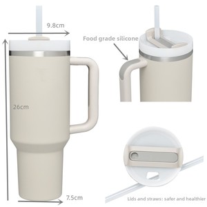 Gobelet de voyage isotherme en acier inoxydable à double paroi de 40 oz, personnalisé, avec poignée et paille, idéal pour <span class=keywords><strong>le</strong></span> bureau et l'extérieur – Vente en gros - Product Image 1