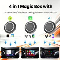 PlayAiBox Android15 Qualcomm 6350 Boîte AI CarPlay sans fil 8GB+128GB Mirrolink 5G GPS intégré Multimédia automobile pour YouTube Netflix