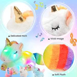 Jouet en peluche chantant allumant maman licorne avec bébé licornes dans son ventre Volume réglable <span class=keywords><strong>berceuse</strong></span> animée apaiser les cadeaux - Product Image 4