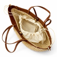 Sac fourre-tout décontracté pour femme au design original, sac à main d'été pour les vacances à la plage avec boucle magnétique, en paille PU