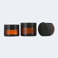 30 50 60 100 ml pot cosmétique en verre ambré rond petit vide 10g 15g 20g 30g 50g 60g 100g 5g pot de crème pour le visage avec couvercle noir